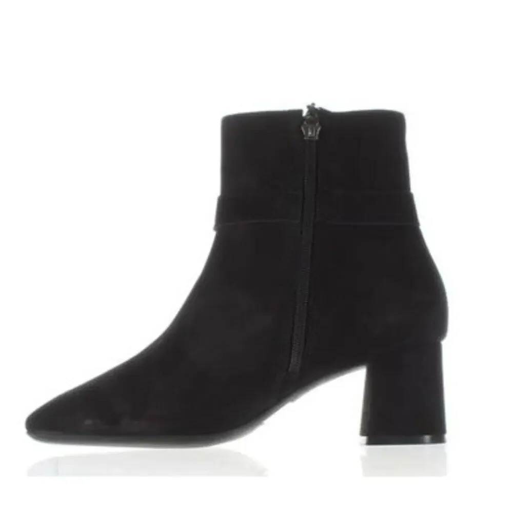 Marc Joseph Madison Boots 7.5 Black Suede NWT Heel Buckle Capsule Academia Prep